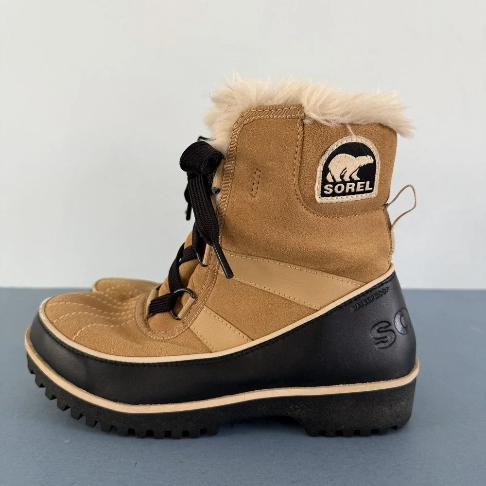 Sorel‎ Tivoli II Curry Tan Suede Faux Fur Lined Waterproof Winter Snow Boots